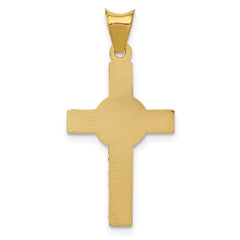 14K Gold Iona Crucifix Pendant with Rhodium Accent  Semi-Solid & Die Struck