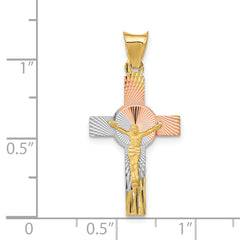 14K w/Rhodium Iona Crucifix Cross Pendant