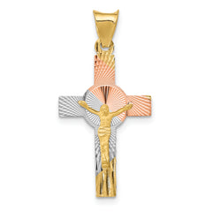 14K w/Rhodium Iona Crucifix Cross Pendant