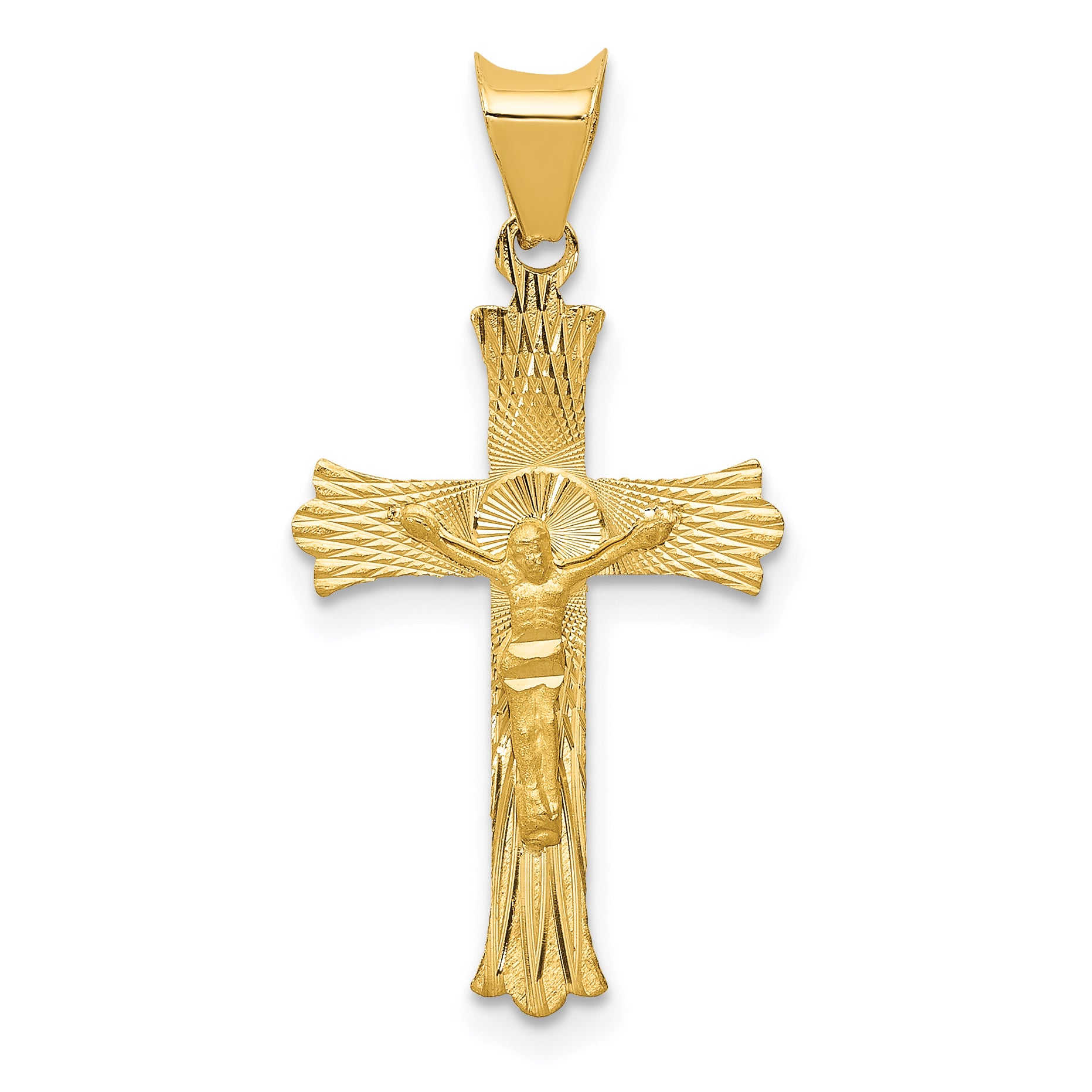 14k Polished Satin and D/C Crucifix Pendant