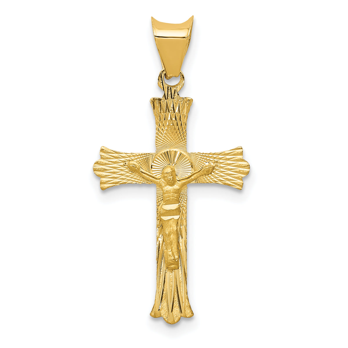 14k Polished Satin and D/C Crucifix Pendant