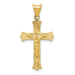 14k Polished Satin and D/C Crucifix Pendant