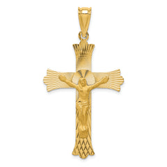 14k Polished Satin and D/C Crucifix Pendant