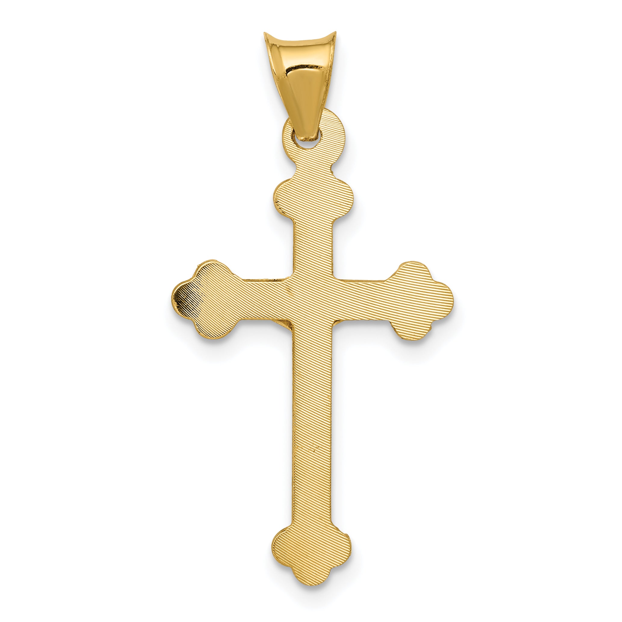 14K Gold Polished Satin Crucifix Pendant with Die Struck Design