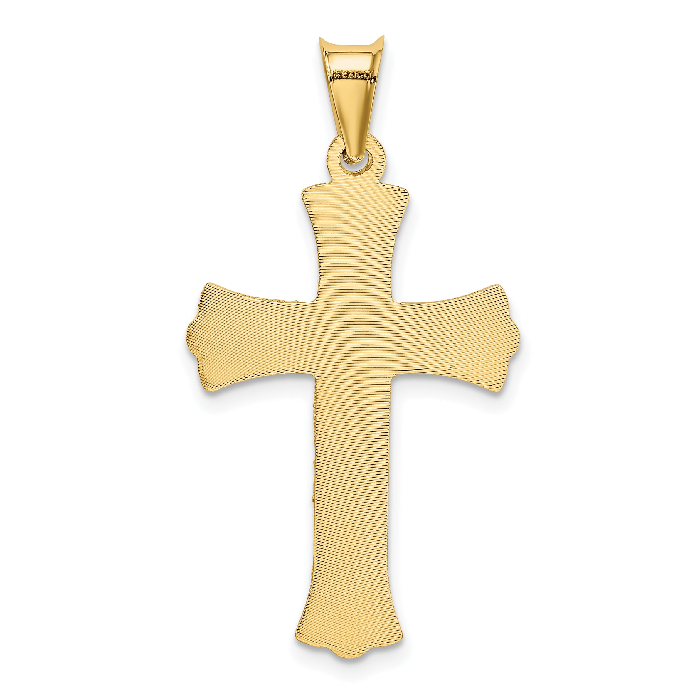 14K Gold Crucifix Pendant with Polished Satin Finish Elegant Solid Design