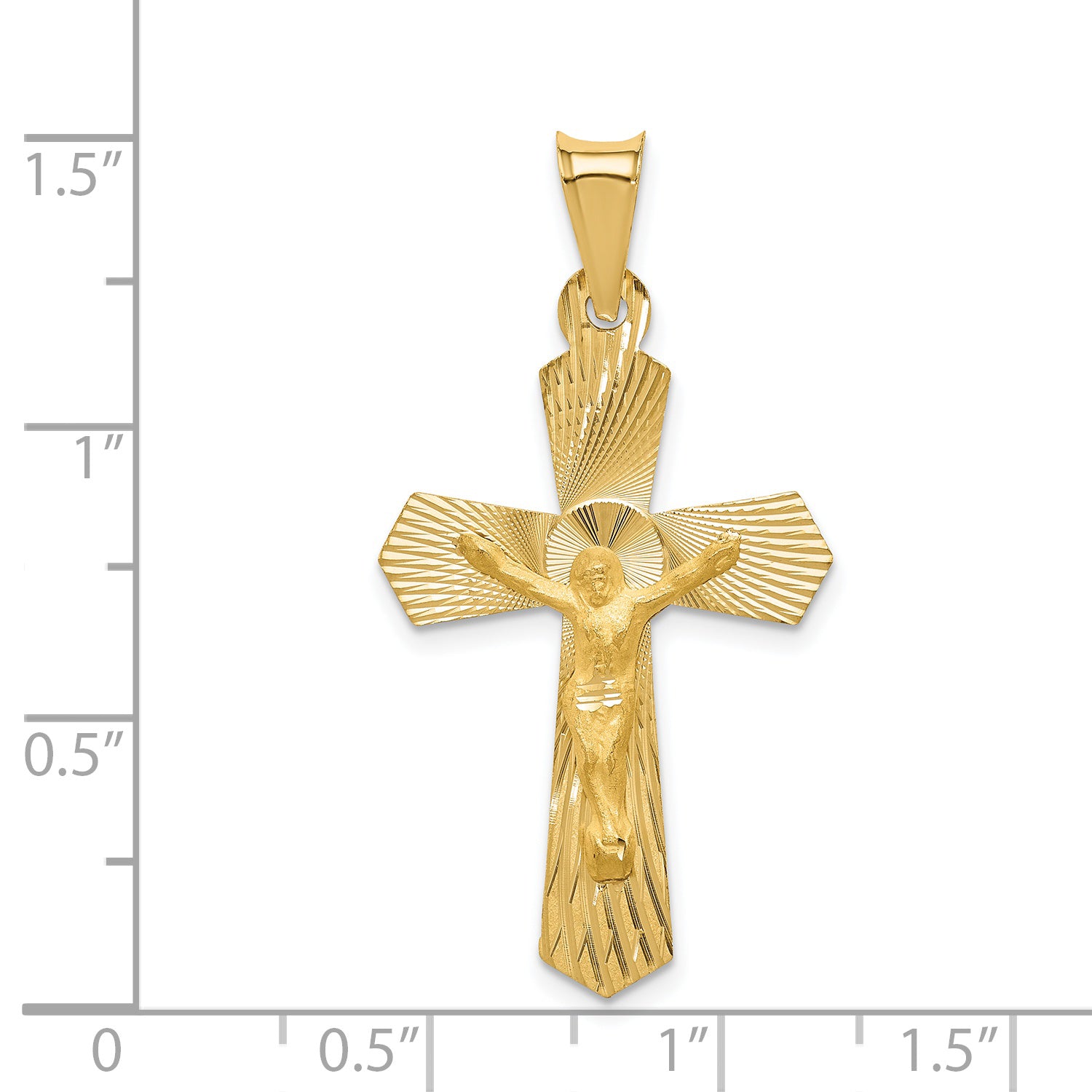 14K Gold Crucifix Pendant with Polished Satin Finish Elegant Solid Design