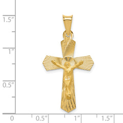 14k Polished Satin and D/C Crucifix Pendant