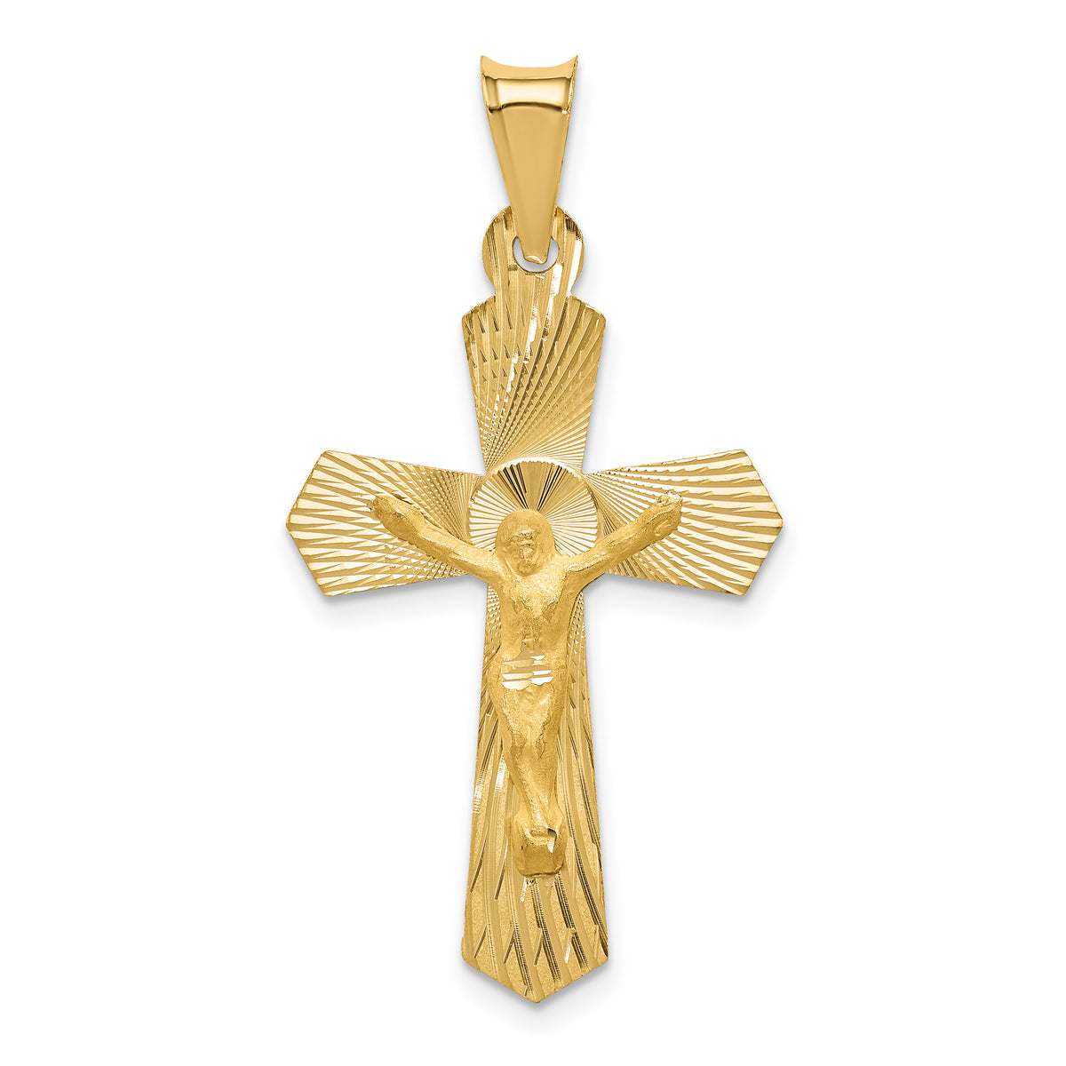 14k Polished Satin and D/C Crucifix Pendant