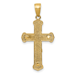 14K Gold Polished Textured Crucifix Pendant