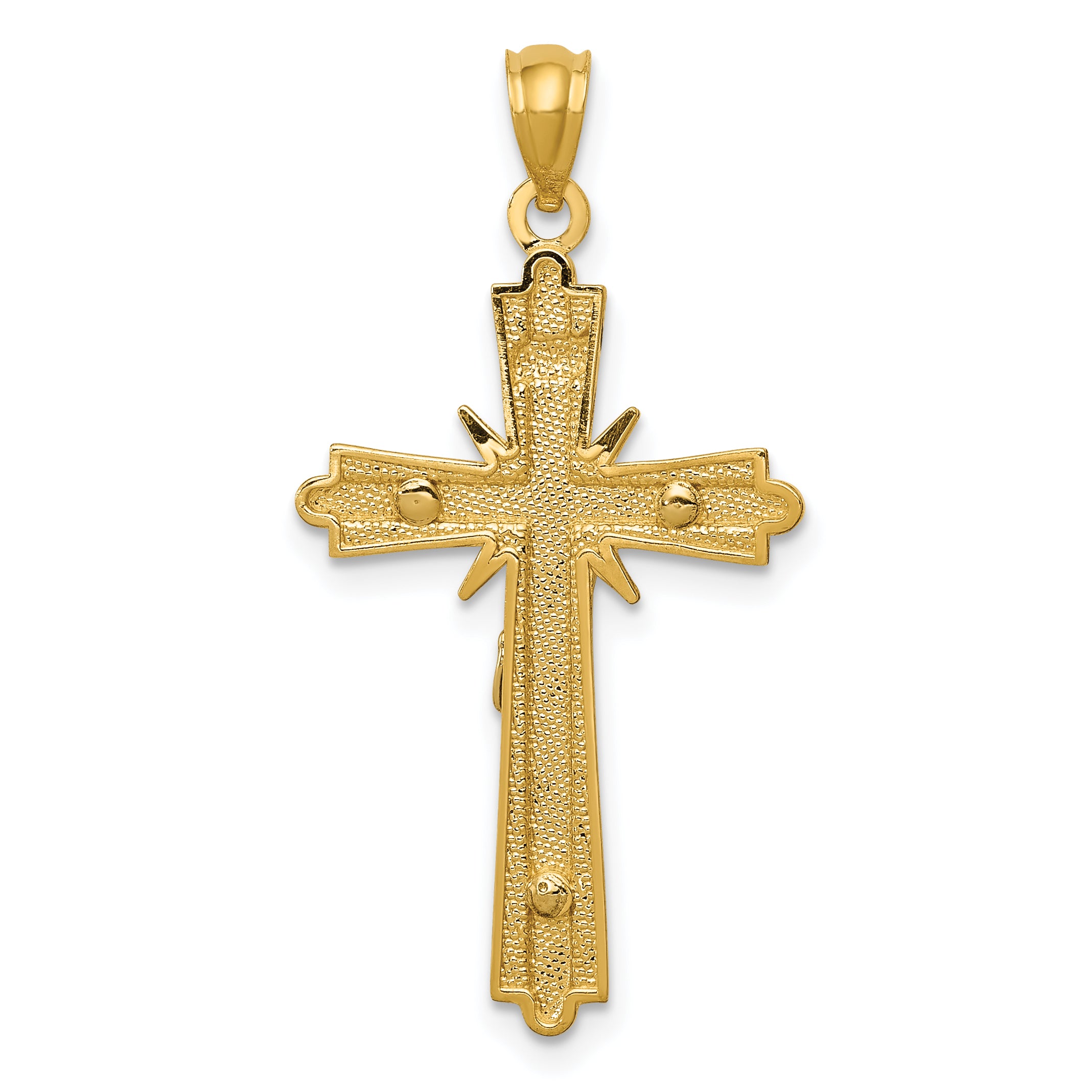 14K Two-Tone Gold Polished Crucifix Pendant  Elegant Solid Design