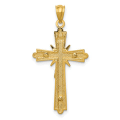 14K Two-Tone Gold Polished Crucifix Pendant  Elegant Solid Design