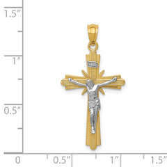 14k Two-tone Gold Polished Crucifix Pendant