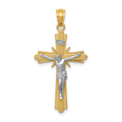 14k Two-tone Gold Polished Crucifix Pendant