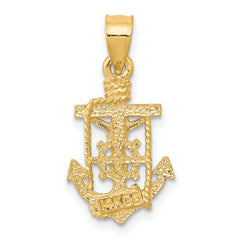 14k Polished Mariner Crucifix Pendant