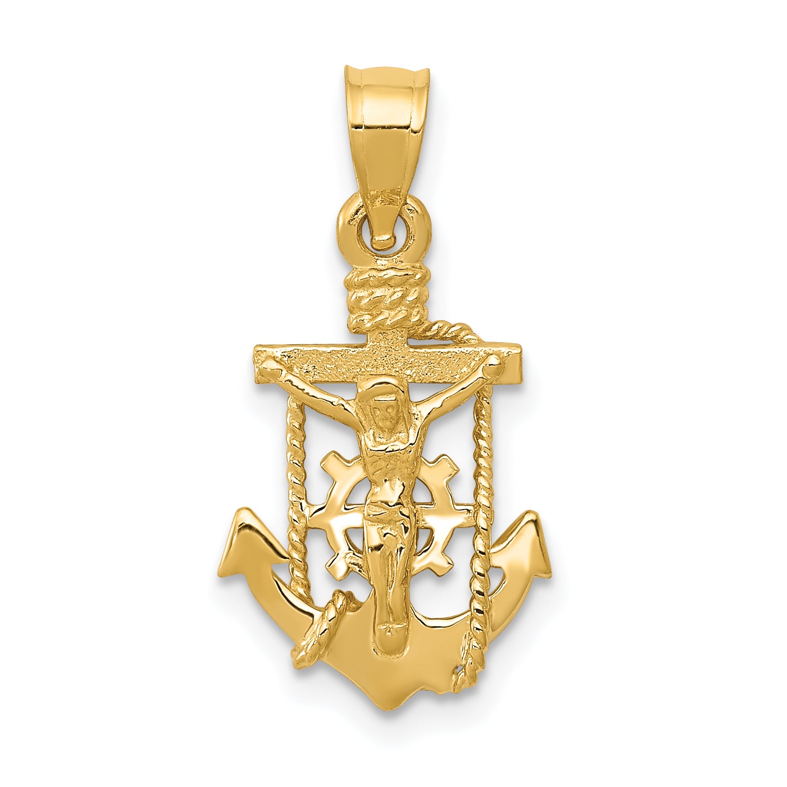 14k Polished Mariner Crucifix Pendant