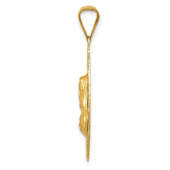 14K Gold Sagrado Corazon Oval Pendant with Polished Finish