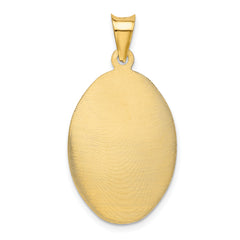 14K Gold Sagrado Corazon Oval Pendant with Polished Finish