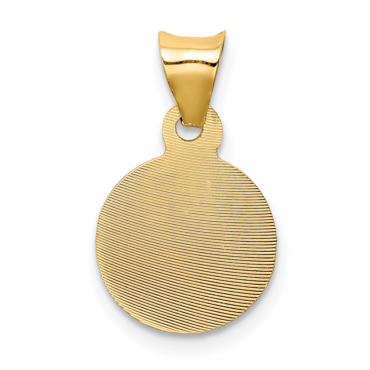 14K Gold Sagrado Corazon Circle Pendant with Polished Finish Solid