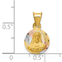 14K Gold Two-Tone Sagrado Corazon Pendant with Rhodium Accent