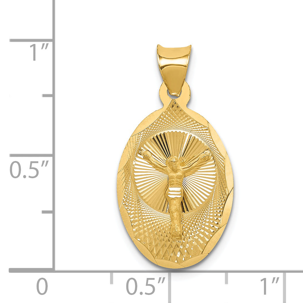 14K Polished D/C Corpus Oval Pendant