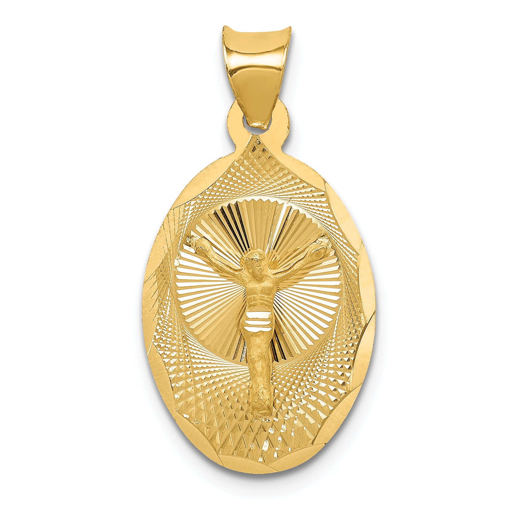 14K Polished D/C Corpus Oval Pendant