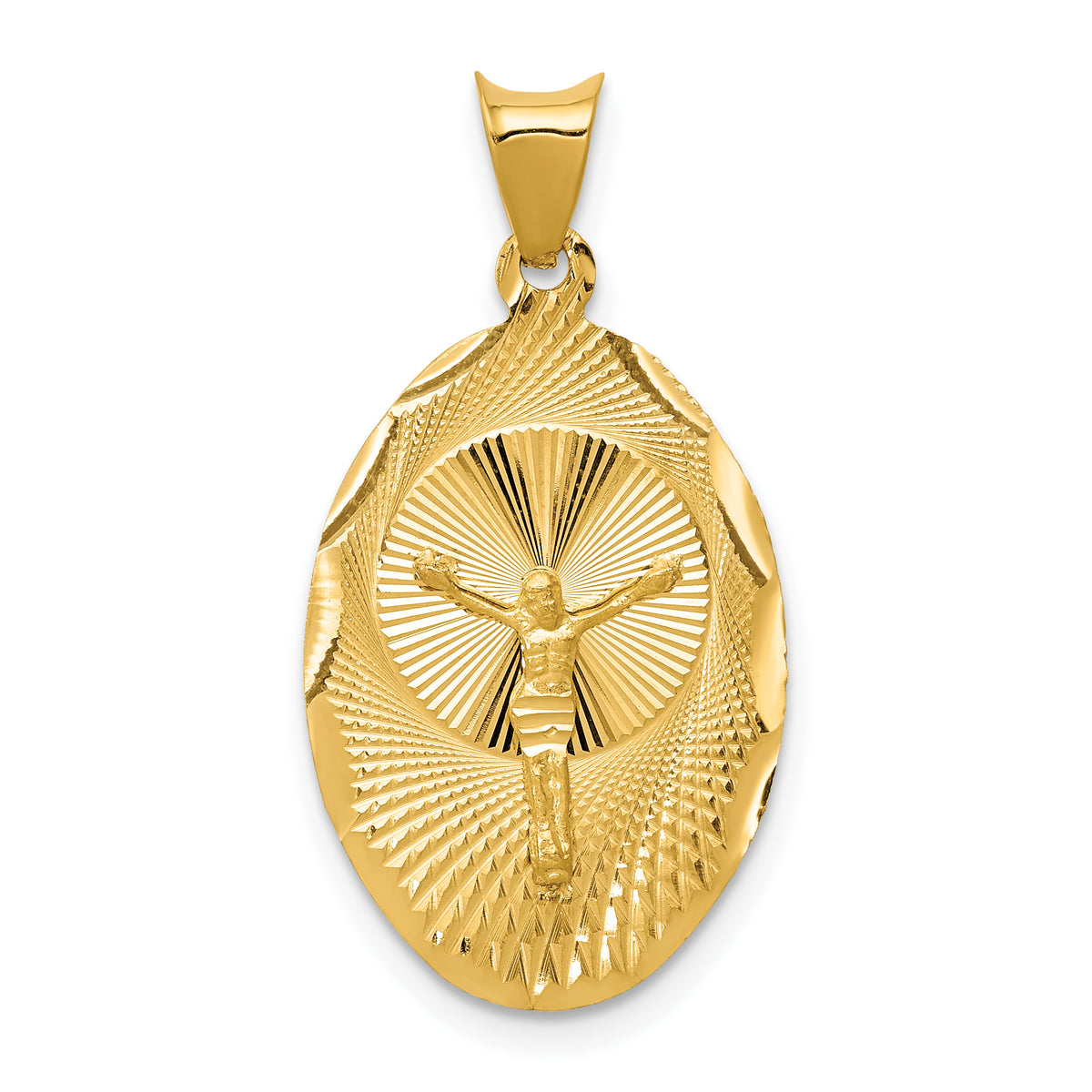 14K Polished D/C Corpus Oval Pendant