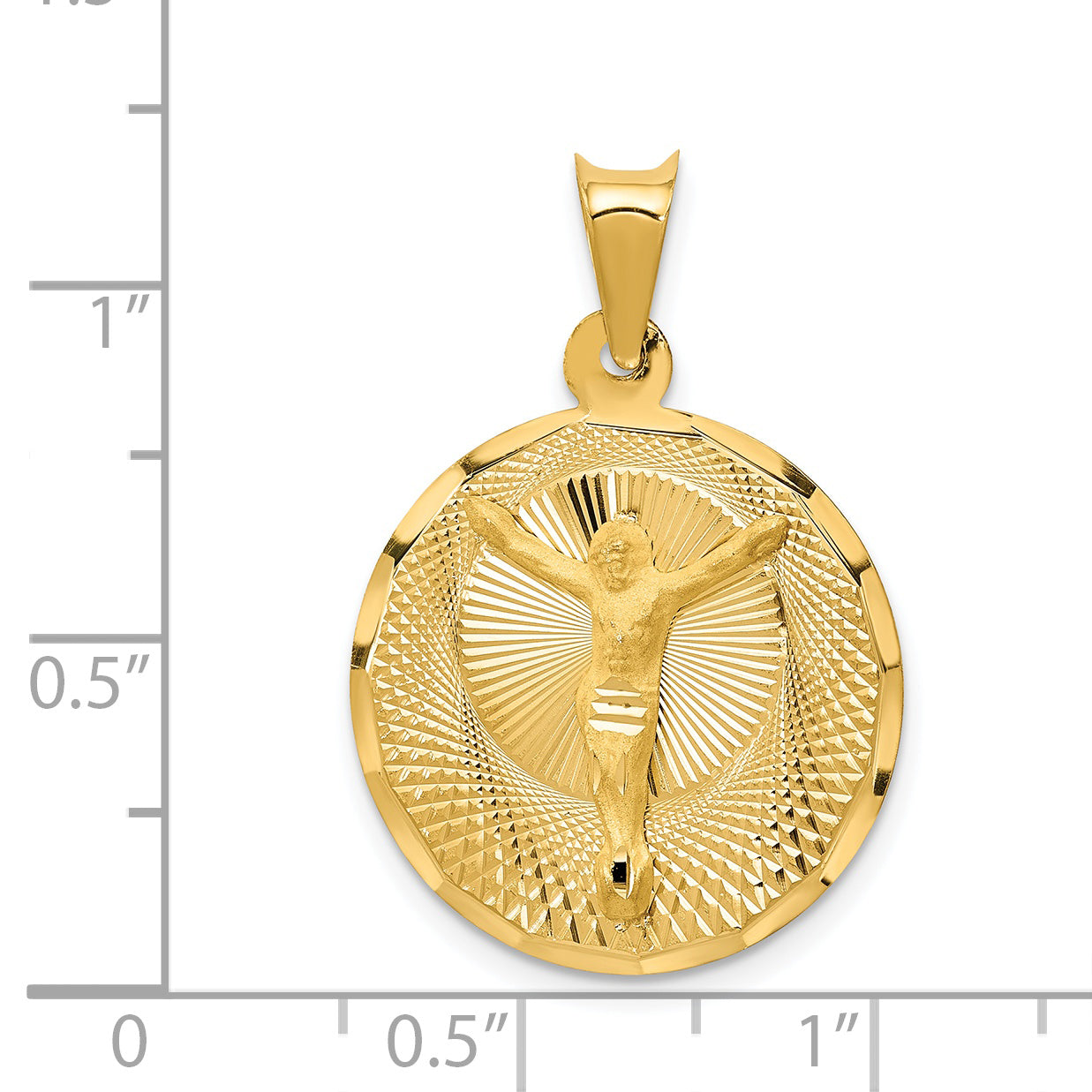 14K Polished D/C Corpus Circle Pendant