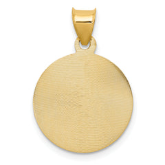 14K Gold Two-Tone Circle Pendant with Rose and White Rhodium Detailing