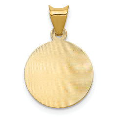 14K Gold Lady of Guadalupe Circle Pendant with Polished Diamond-Cut Finish