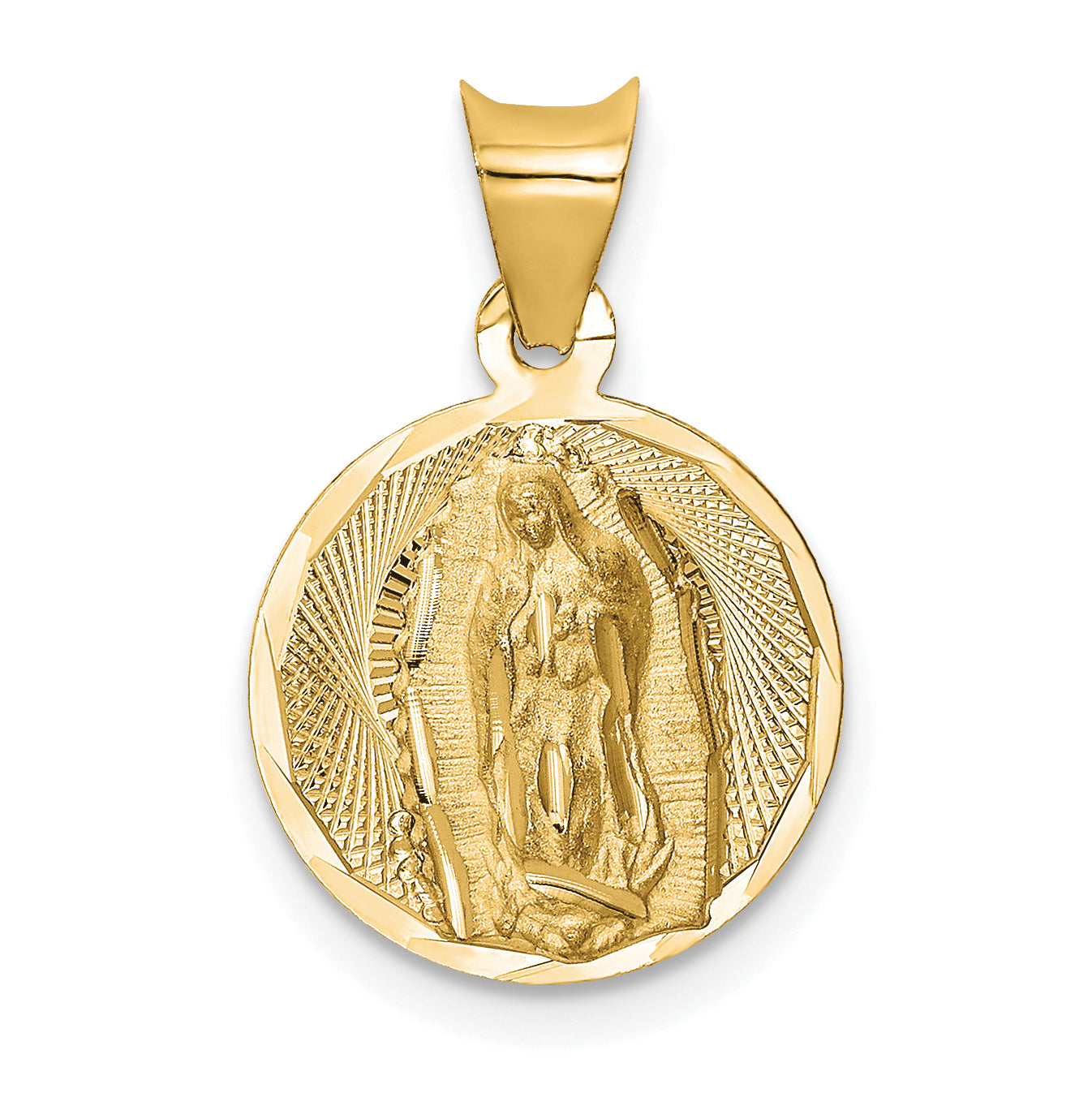 14K Polished D/C Lady Of Guadalupe Circle Pendant