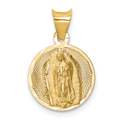 14K Polished D/C Lady Of Guadalupe Circle Pendant