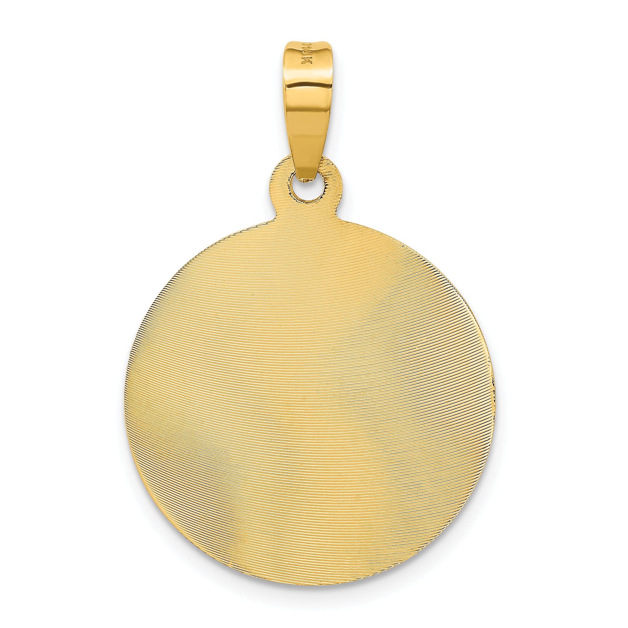 14K Gold Lady of Guadalupe Pendant with Polished Diamond-Cut Finish