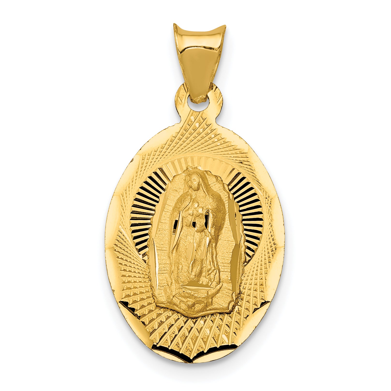 14K Polished D/C Lady Of Guadalupe Oval Pendant