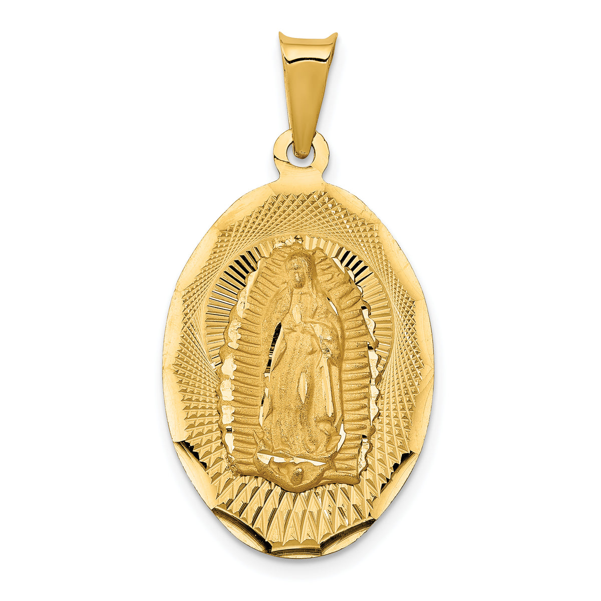 14K Polished D/C  Lady Of Guadalupe Oval Pendant