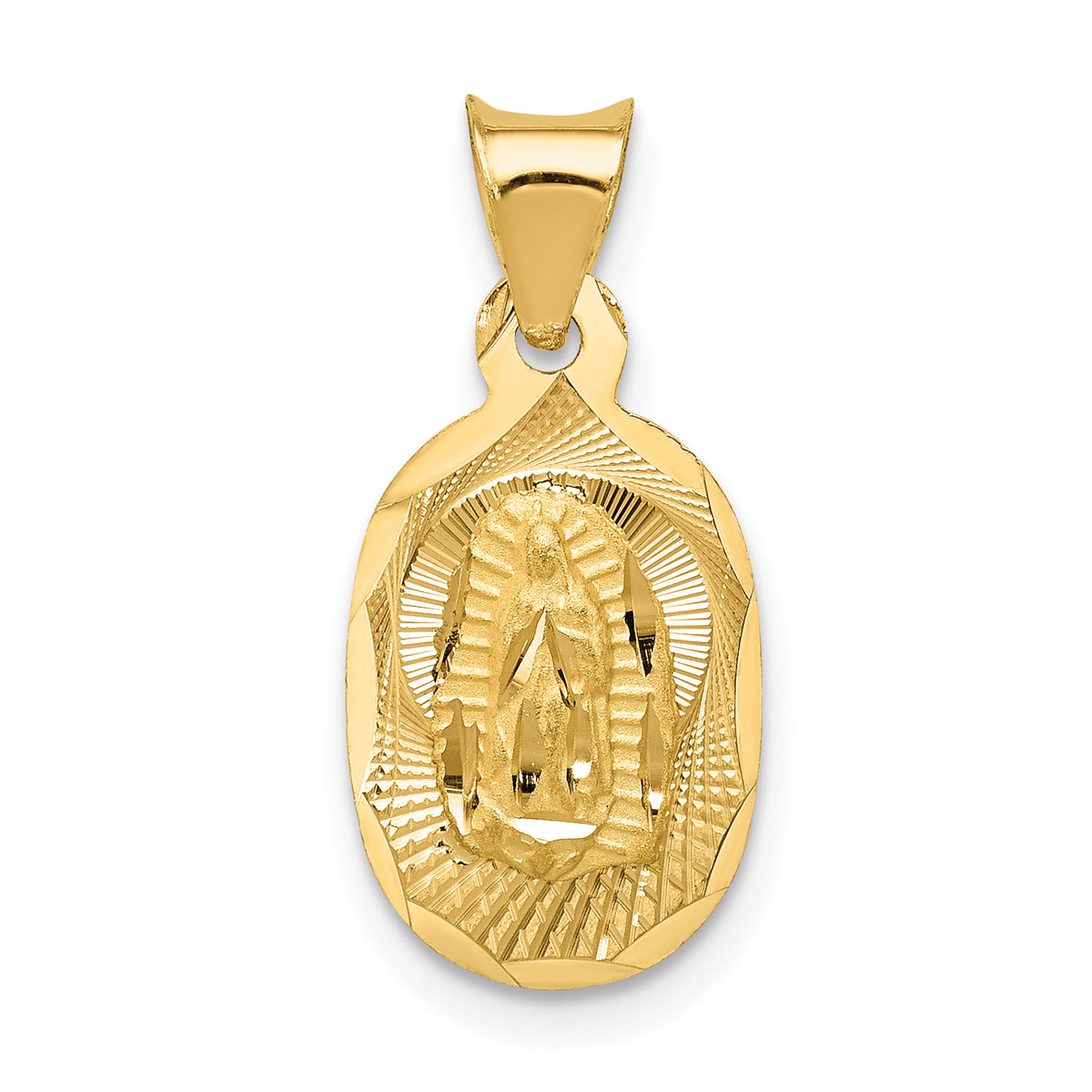 14K Polished D/C Lady Of Guadalupe Oval Pendant