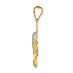 14K Gold Rhodium Accented Mary Pendant with Satin Polished Finish