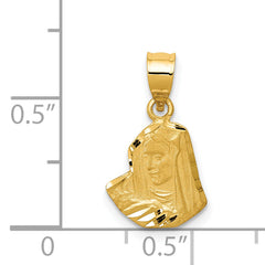 14K Gold Satin Diamond-Cut Mary Pendant with Brushed Finish – Solid & Elegant