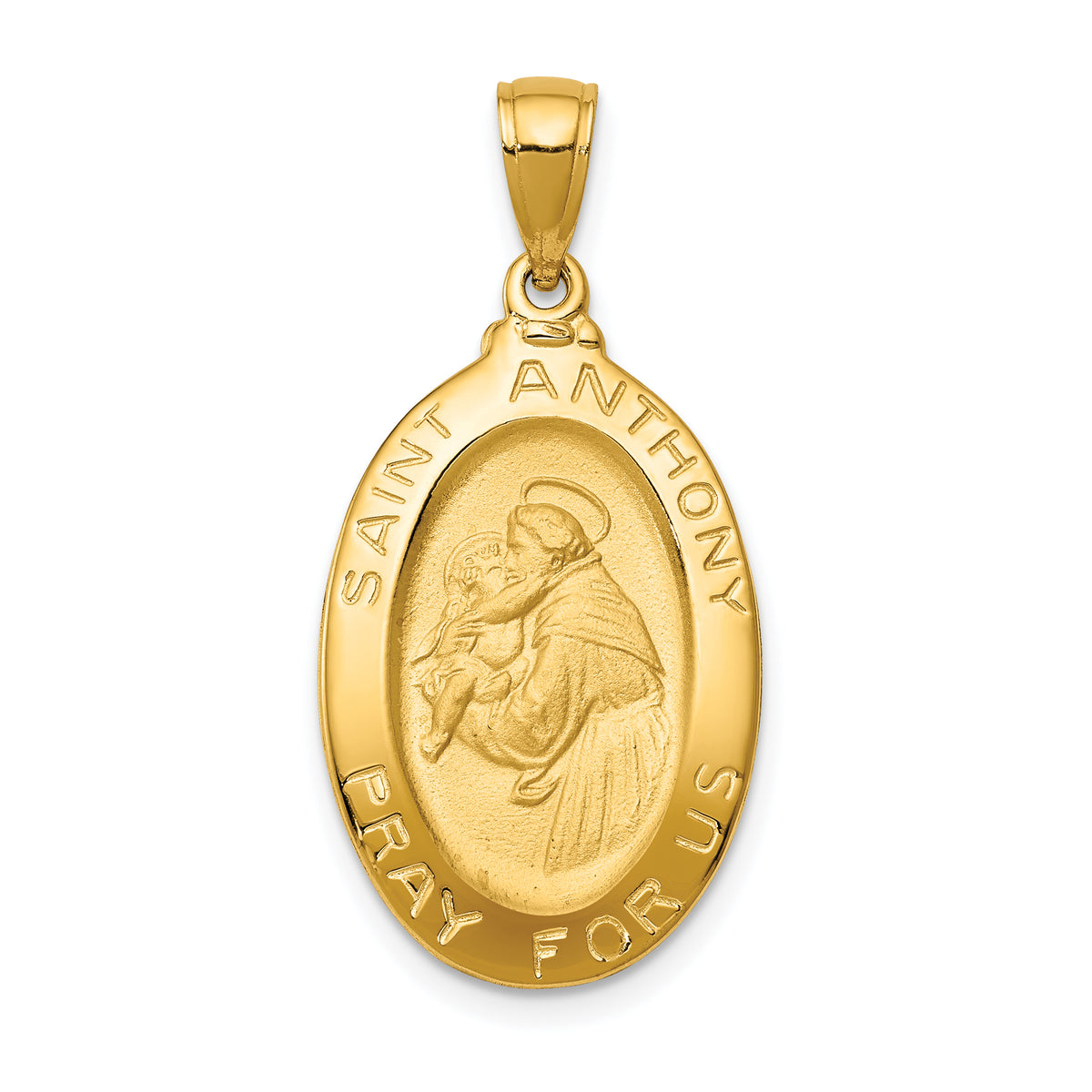 14k Saint Anthony Oval Medal Hollow Pendant