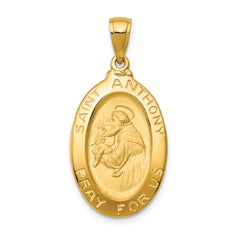 14k Saint Anthony Oval Medal Hollow Pendant