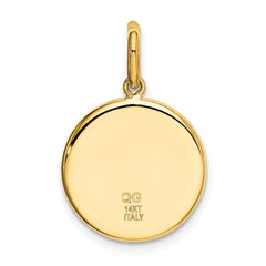 14K Gold St. Christopher Medal Pendant with Polished and Satin Finish