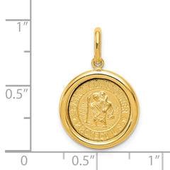 14K Polished And Satin St Christopher Medal Pendant