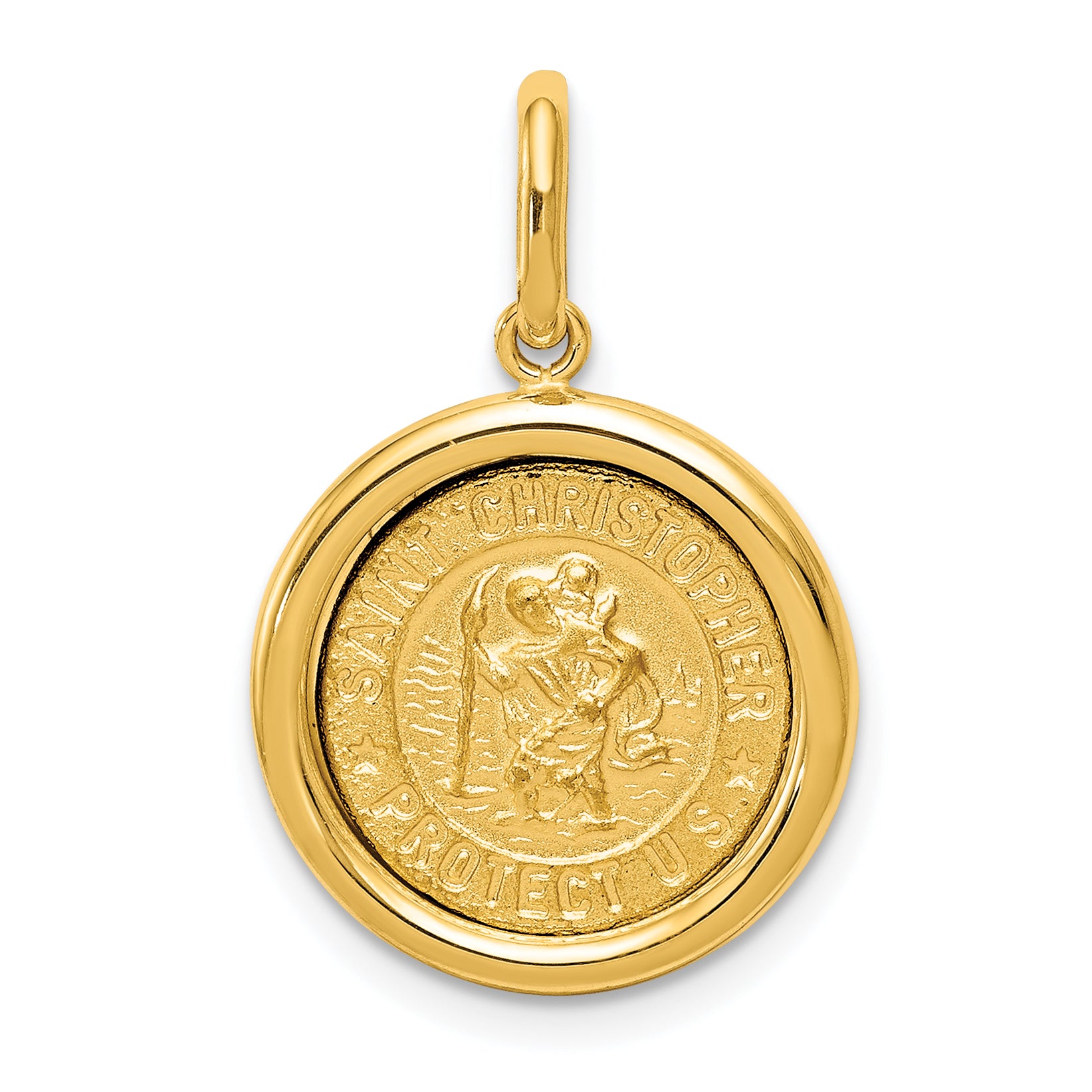 14K Polished And Satin St Christopher Medal Pendant