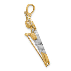 14K Gold St. Jude Pendant with Rhodium Accents and CZ Detailing