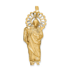 14K Gold St. Jude Pendant with Rhodium Accents and CZ Detailing