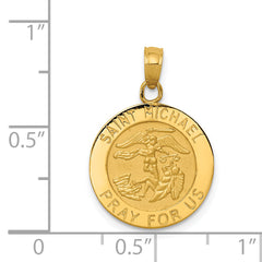 14K Gold Saint Michael Medal Pendant with Solid Cast Design