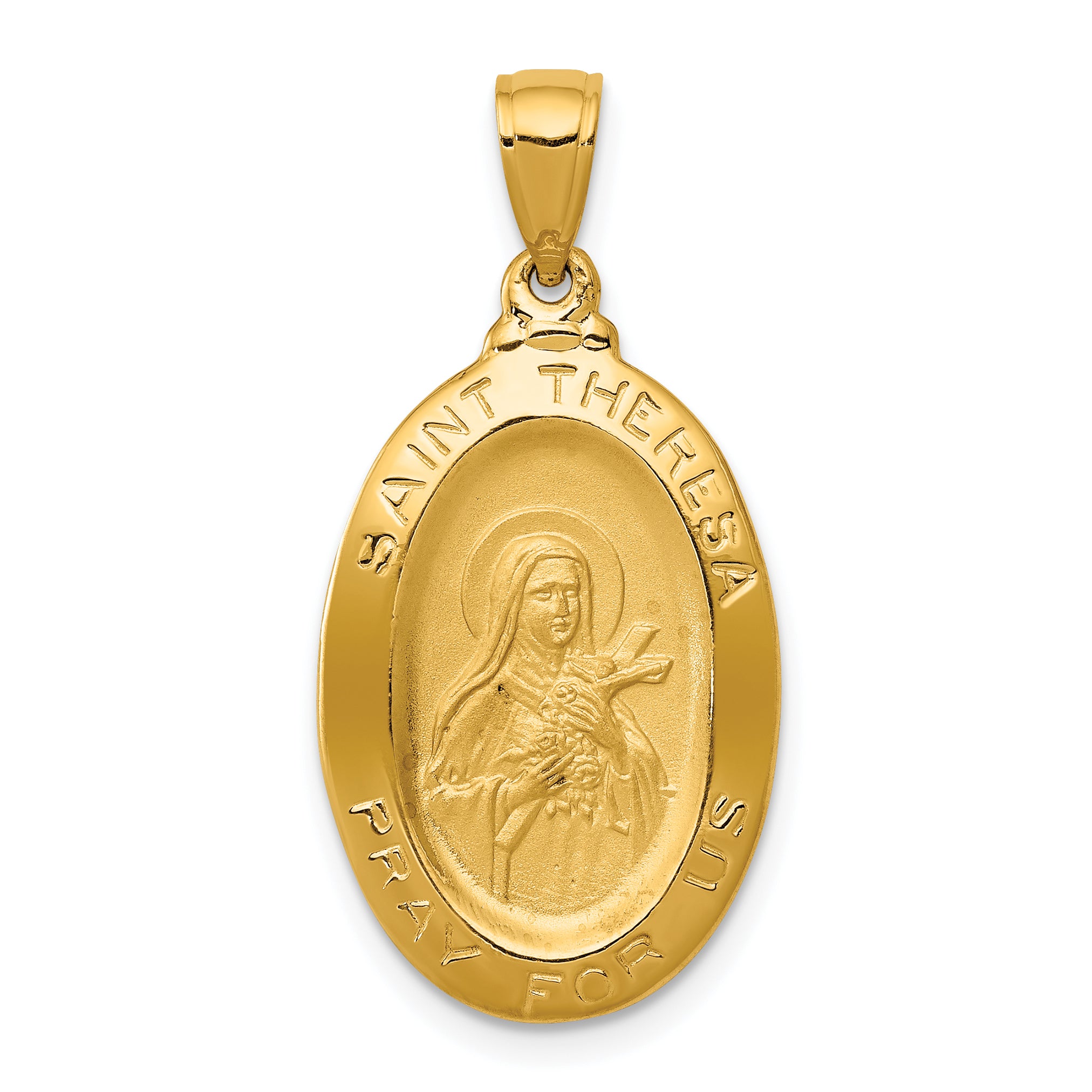 14k Saint Theresa Oval Medal Pendant