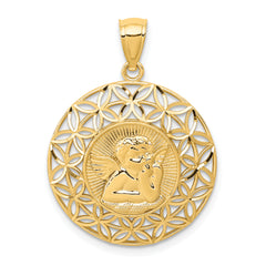 14k Gold Polished Angel D/C Medal Pendant