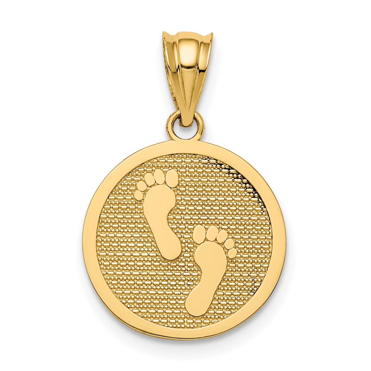 14k Polished Reversible Have Faith/Footprints Pendant