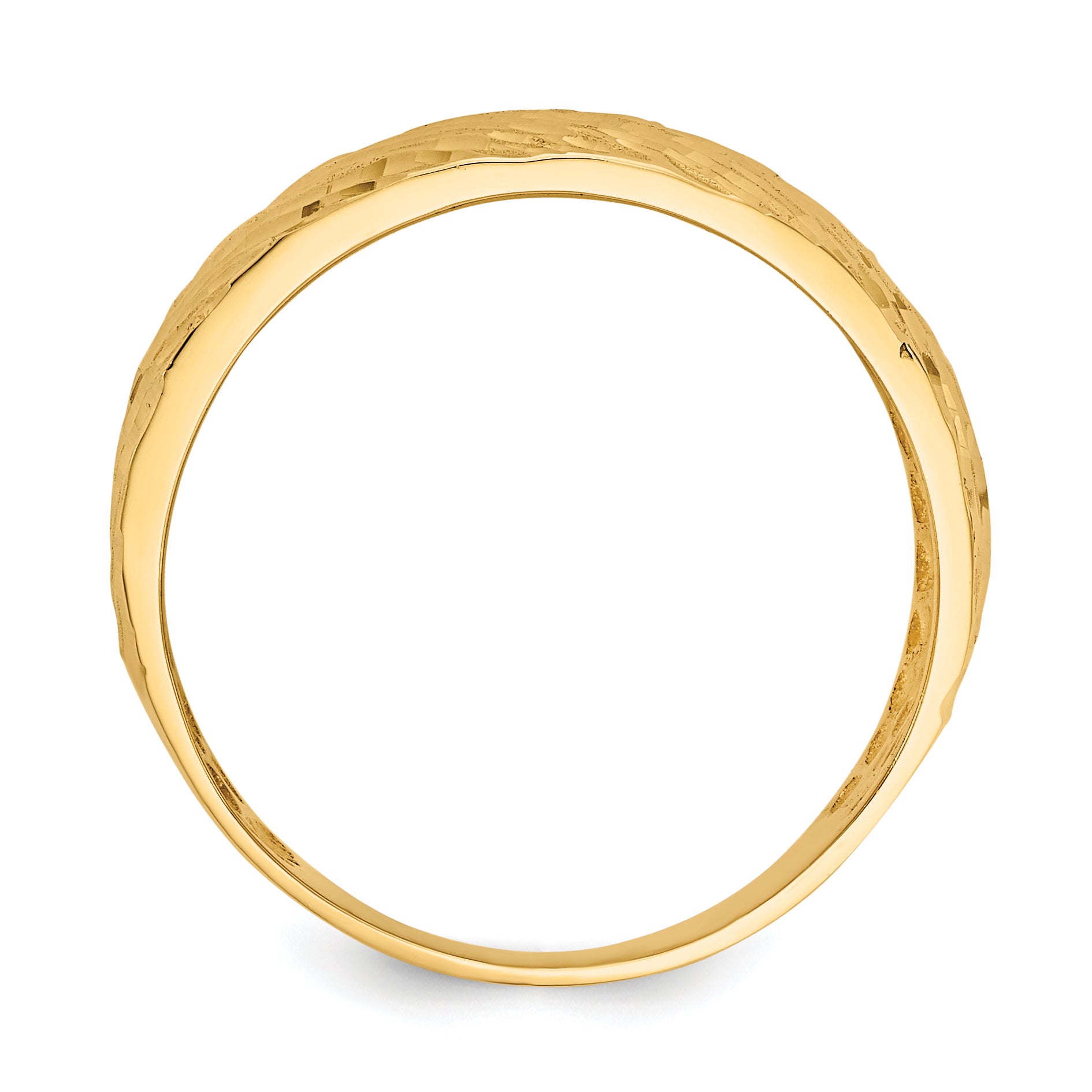 14K Gold Polished Textured Dome Ring