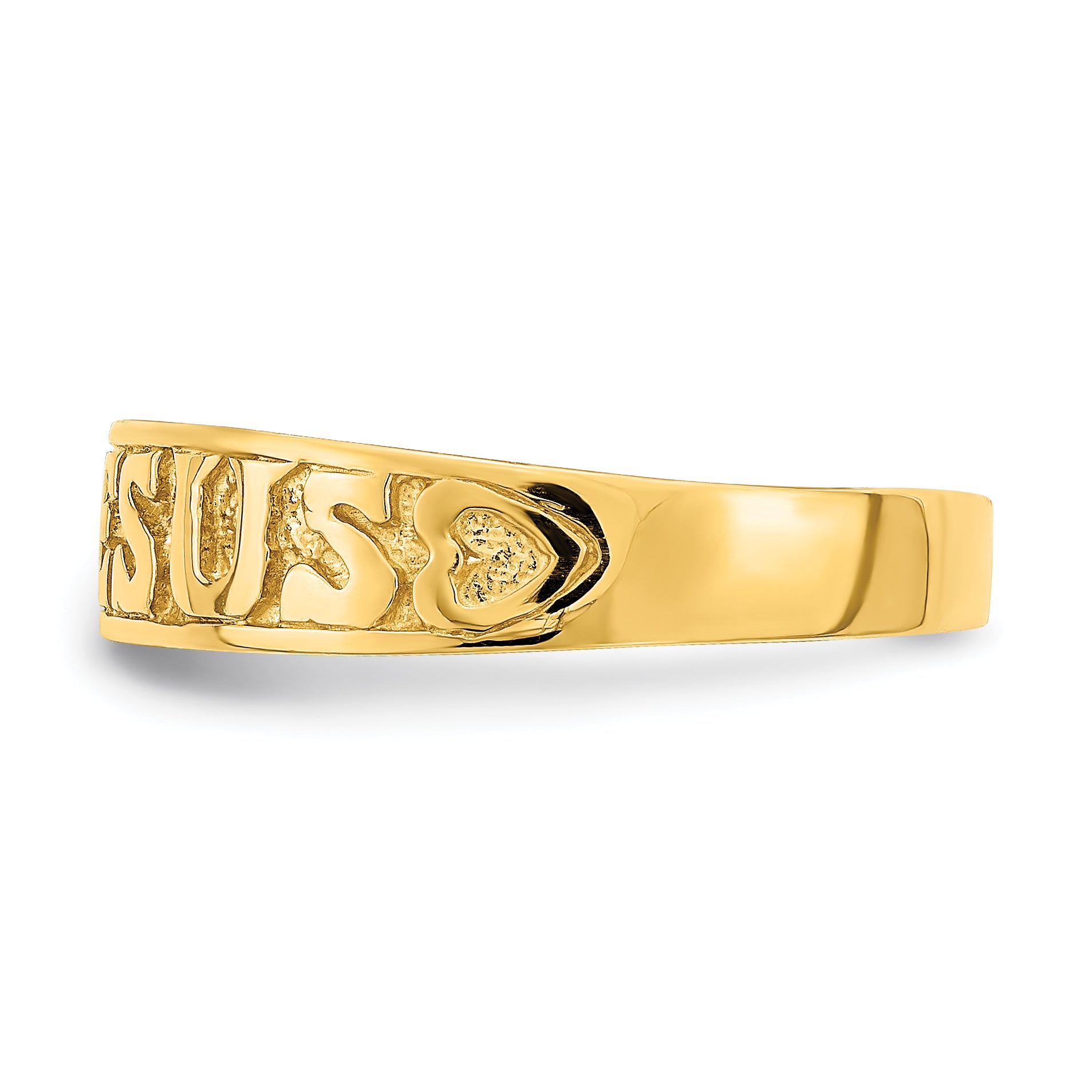 14K Gold Polished Jesus WithHearts Ring